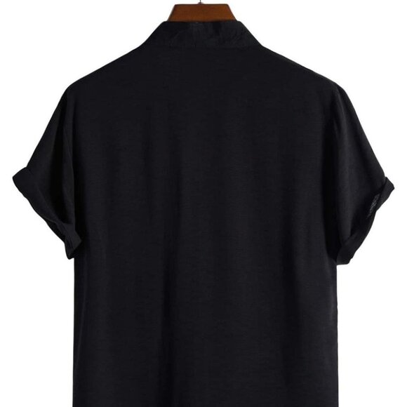 Casual Black Men's Collared Shirt - Picture 3 of 6
